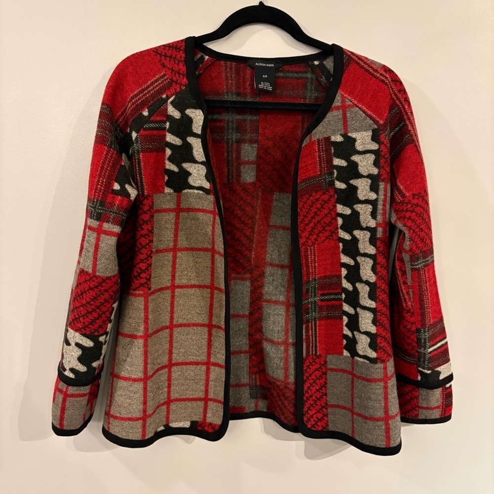 Alison Sheri cardigan open front wool blend abstract
